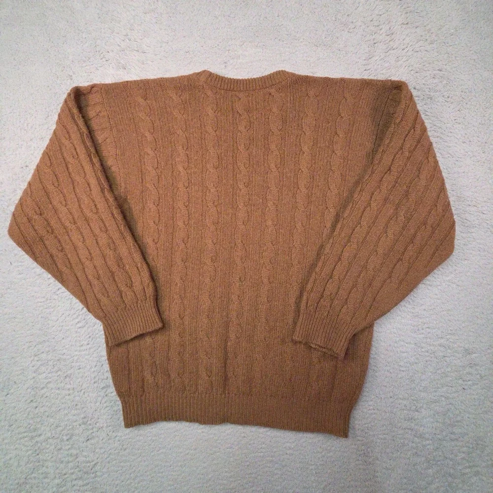 VTG Johnstons of Elgin Sweater Mens M 100% Camelhair Cable Knit Scotland READ
